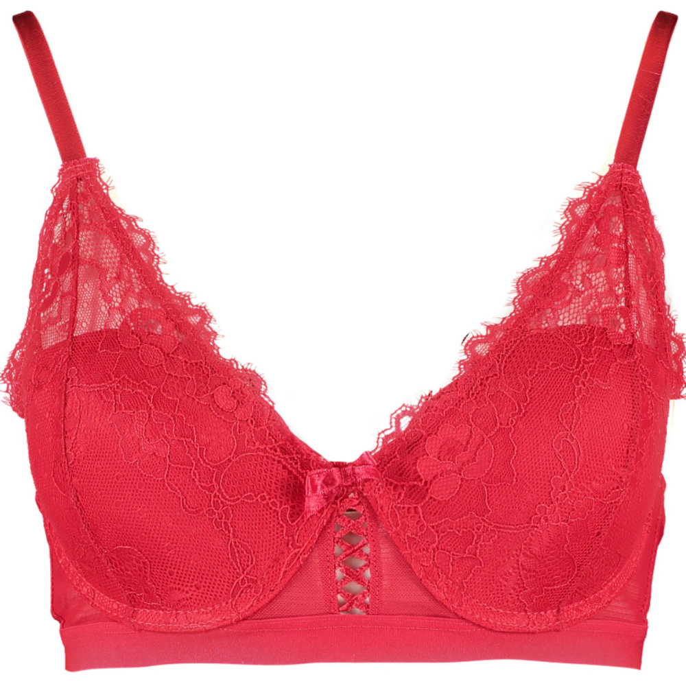 Marilyn Monroe Lace & Mesh Underwire Bra Red 34C